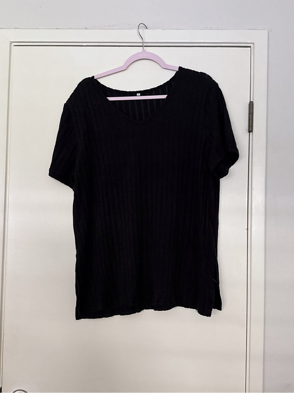 Classic Black V-Neck Ribbed Women's Top